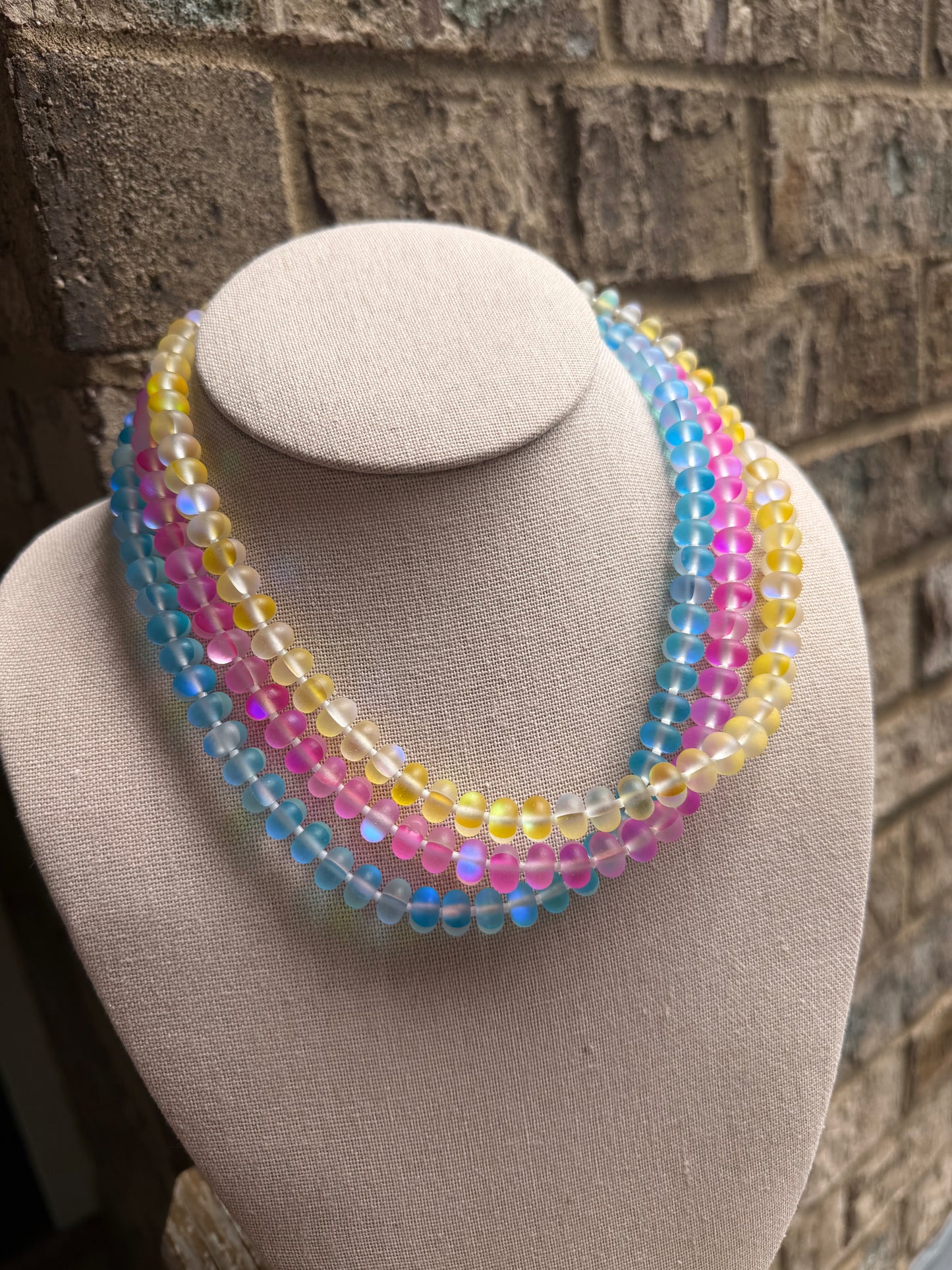 Flock: translucent pink, blue, and yellow