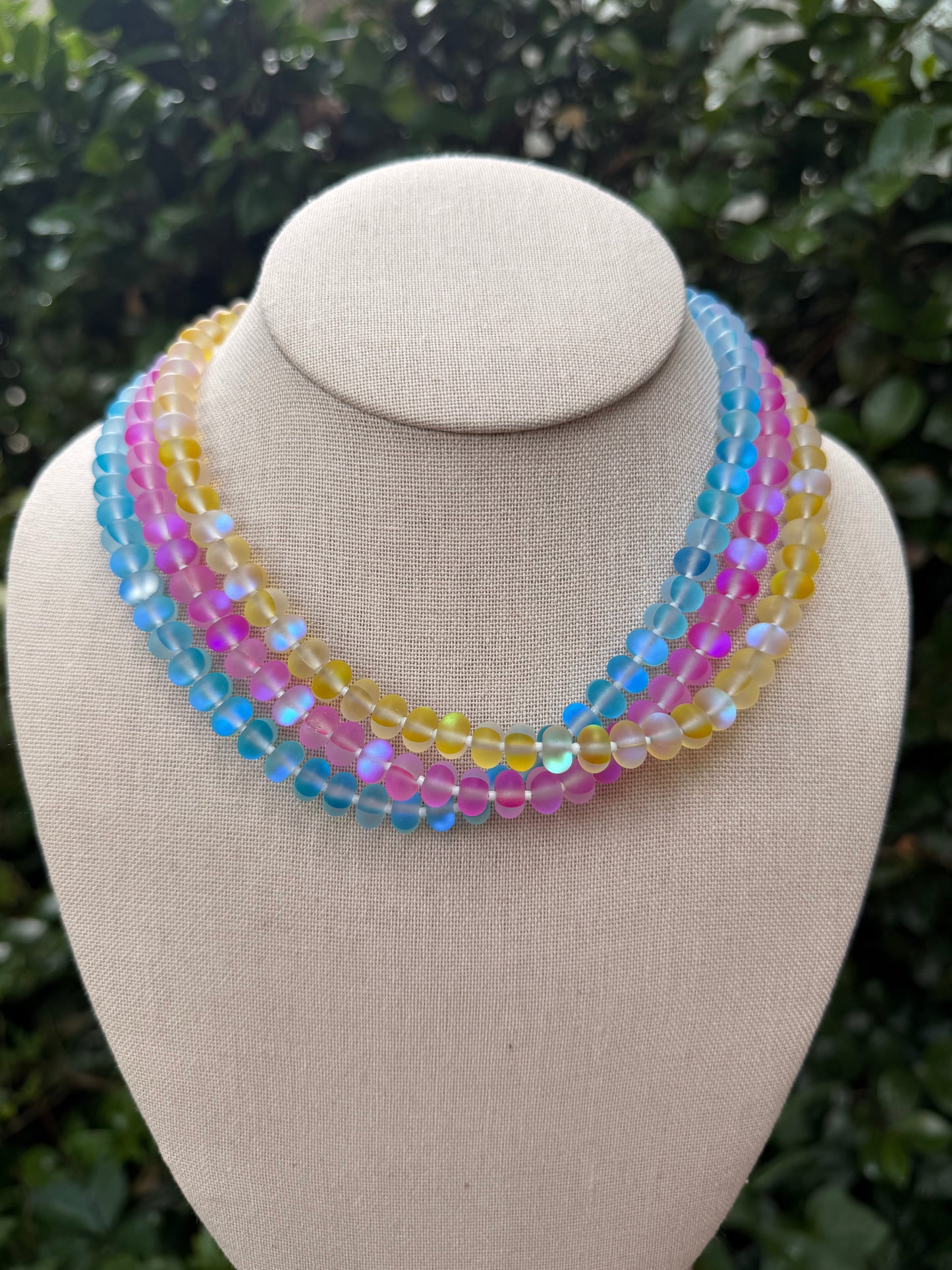 Flock: translucent pink, blue, and yellow