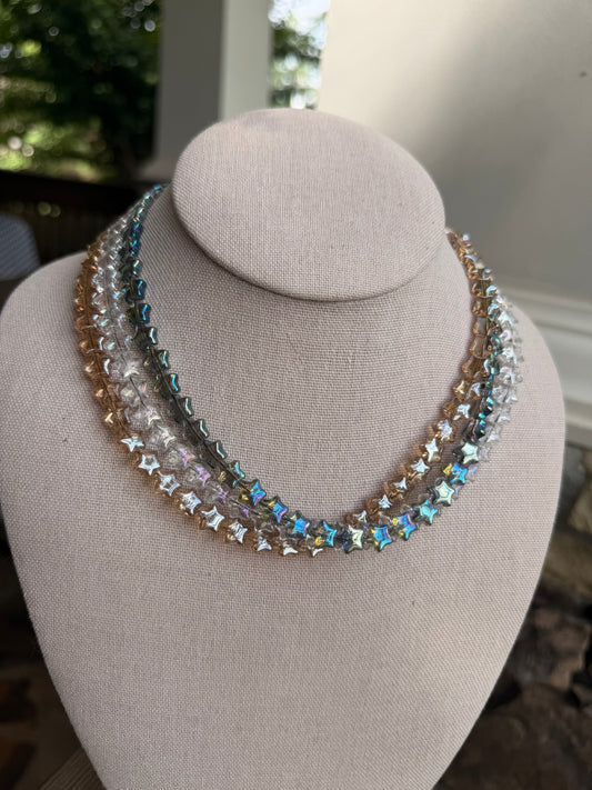 American: stars in blue, clear, or champagne