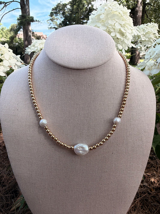 Gold hematite and pearls