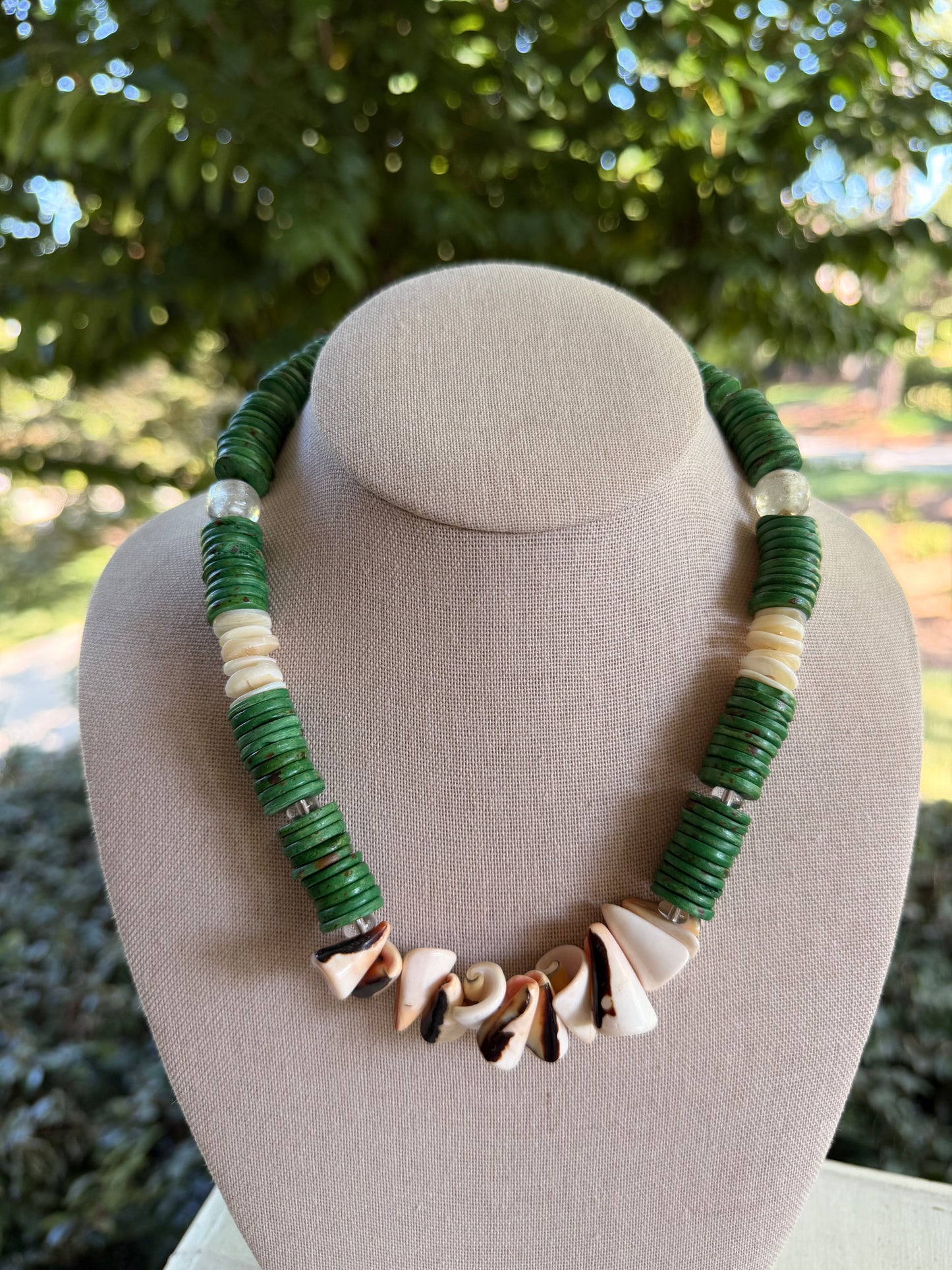 Beachy: pink and green beach necklaces