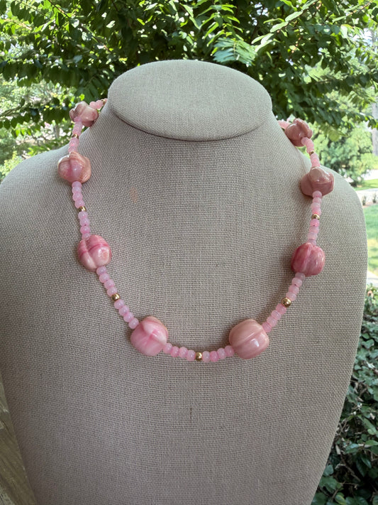 Pink flower beads with pink spacers